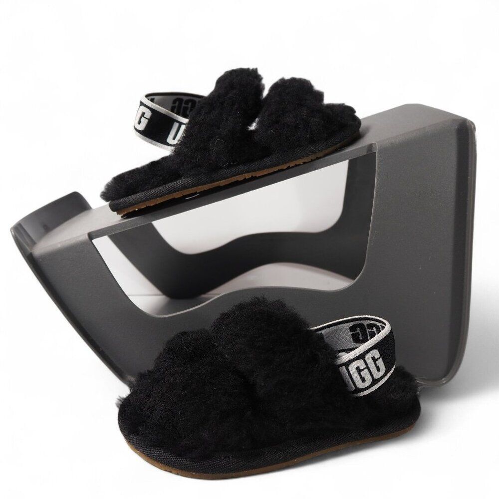 UGG Oh‎ Fluff Yeah Slingback Slide Sandals Black 1116636T Toddler 6